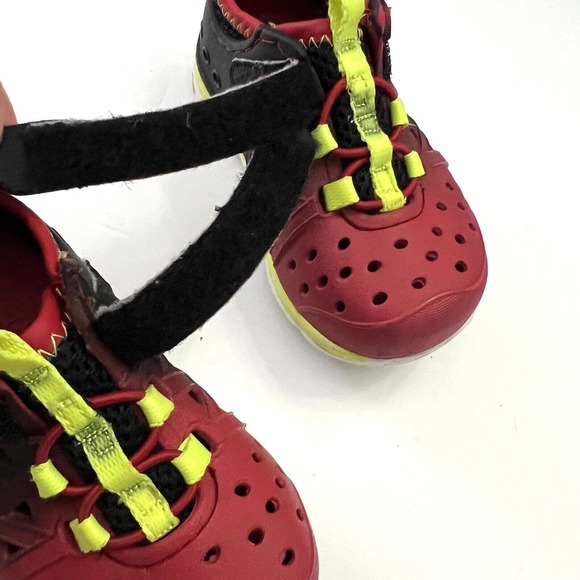 Stride Rite Made 2 Play Phibian Sneakers Red Black Hook Loop Water Rubber Shoe 5 - Picture 9 of 11